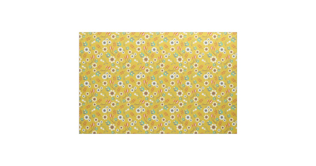 Vintage Mustard Yellow Floral Flowers Pattern Fabric Zazzle