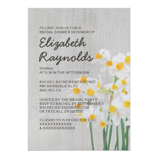 Vintage Narcissus Bridal Shower Invitations