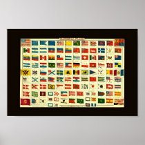 Vintage National Flags of The World Poster