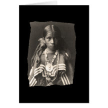 Vintage Native American Jicarilla Apache girl in F Greeting Card