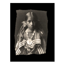 Vintage Native American Jicarilla Apache girl in F Postcards