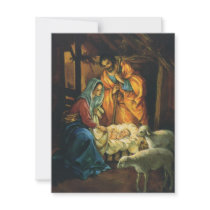 Vintage Nativity Scene; Baby Jesus in the Manger Custom Invitations