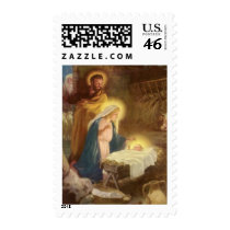 Vintage Nativity Scene; Baby Jesus in the Manger Stamp