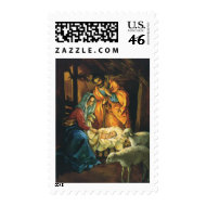 Vintage Nativity Scene; Baby Jesus in the Manger Stamps