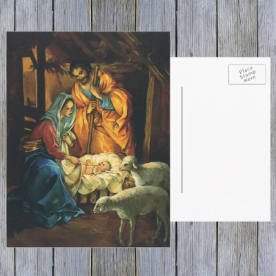 Vintage Nativity Scene; Baby Jesus in the Manger postcards