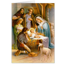 Vintage nativity scene card
