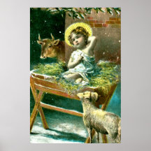 Vintage nativity scene print