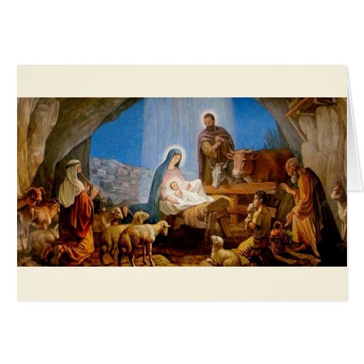 Vintage Nativity Scene Religious Christmas Card | Zazzle