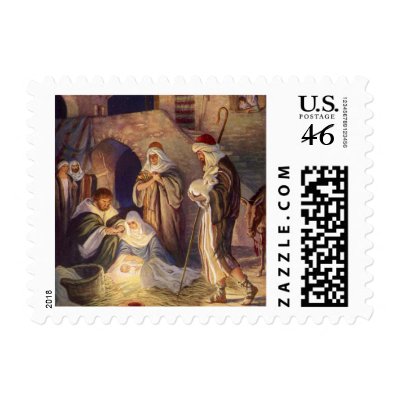 Vintage Nativity Scene with Three Wise Men postage
