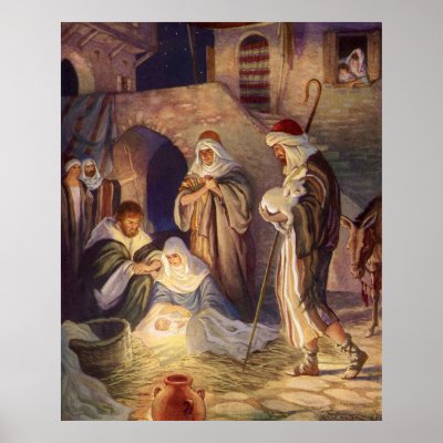 Vintage Nativity Scene with Three Wise Men posters