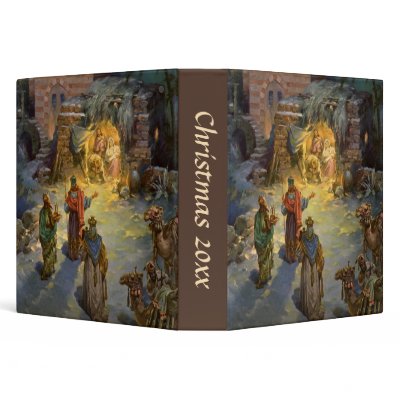 Vintage Nativity Scene with Visiting Magi binders