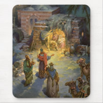 Vintage Nativity Scene with Visiting Magi Mousepads