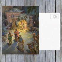 Vintage Nativity Scene with Visiting Magi Postcards