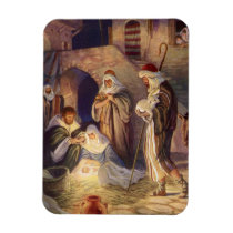 Vintage Nativity, Shepherds and Jesus, Milo Winter Rectangle Magnet