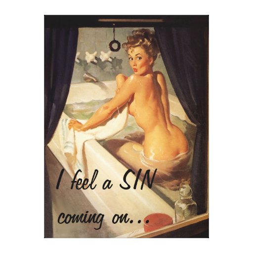 Vintage Naughty Dirty Pin Up Girl Canvas Canvas Print