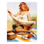 Vintage Naughty Picnic Pin Up Girl Postcards