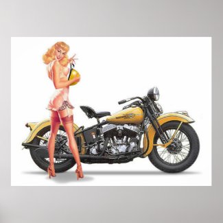 Vintage Naughty Sexie Motor Pin Up Girl Poster
