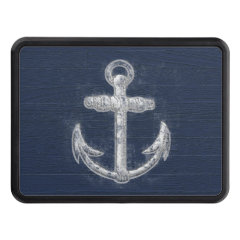Vintage Nautical Anchor Navy Blue/White Tow Hitch Cover