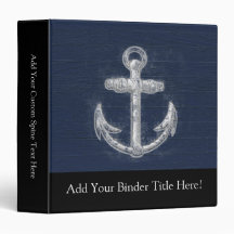 Vintage Nautical Anchor Vinyl Binder