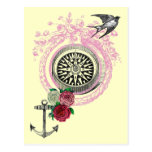 Vintage Nautical Collage Art Postcard