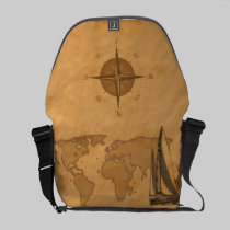 Vintage Nautical Map rickshaw messenger bags