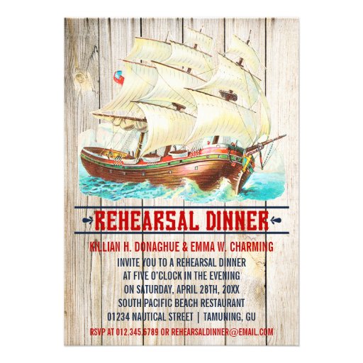 Vintage Nautical Rehearsal Dinner Invitations