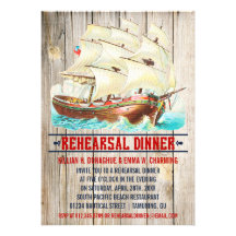 Vintage Nautical Rehearsal Dinner Invitations