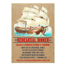 Vintage Nautical Rehearsal Dinner Invitations