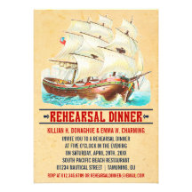 Vintage Nautical Rehearsal Dinner Invitations