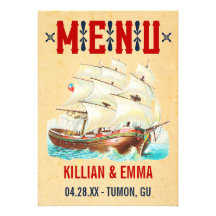 Vintage Nautical Wedding Menu Cards