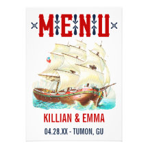 Vintage Nautical Wedding Menu Cards