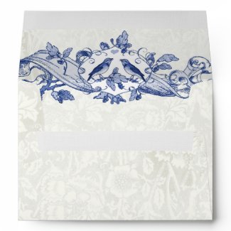 Vintage Navy Birds Wedding Pattern inside Envelope envelope