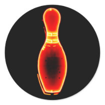 Vintage Neon Bowling Pin Round Stickers