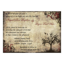 Vintage New Life Wedding Invitation in Wine