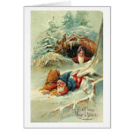Vintage New Year Elf Greeting Card