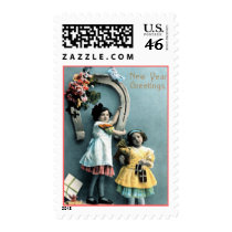 Vintage New Year Postage Stamp