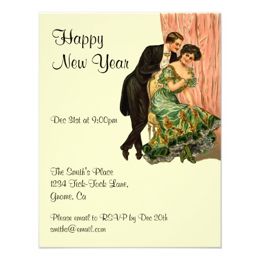 Vintage New Years Eve Invitation (front side)
