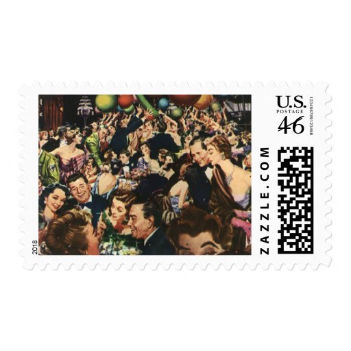 Vintage New Year's Eve Party Postage Stamps