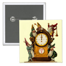 Vintage New Years Eve Square Button