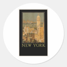 Vintage New York from Glasgow by the Anchor Line Round Sticker
