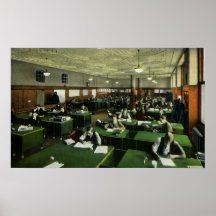 Vintage Newspaper Office Workers Poster