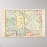 Vintage North America Map Poster