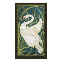 Vintage Nouveau Swan Business Card