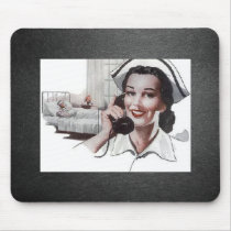 Vintage Nurse Black and White mousepads