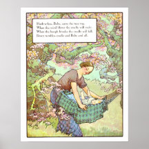 Vintage Nursery Print- Hush-a-bye, Baby