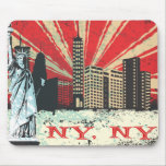 Vintage NY in Red Mouse Pads