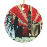 Vintage NY in Red Christmas Tree Ornaments
