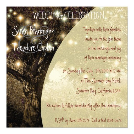 Vintage Oak Tree night lights wedding Custom Invitations
