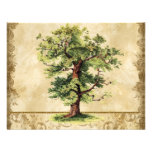 Vintage Oak Tree of Life Swirl Etchings Parchment Invitations
