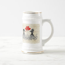 Vintage octopi and hearts coffee mugs